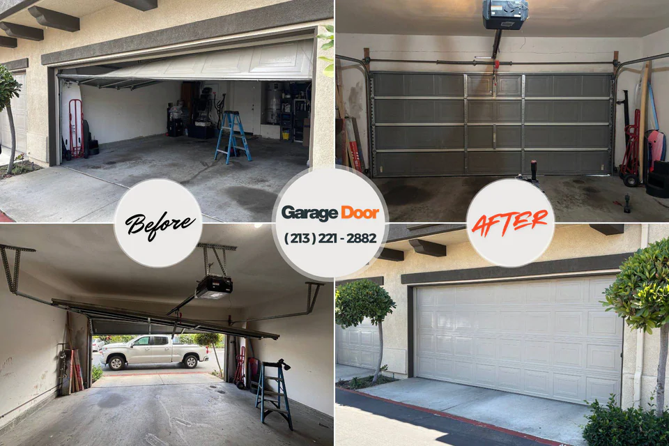 Before and after: garage door repair Sanatoga, PA
